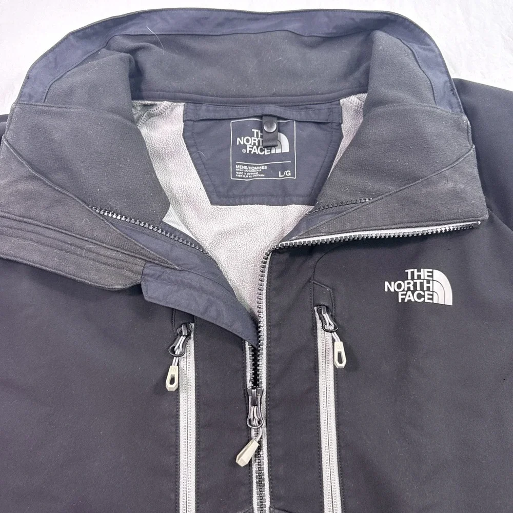 North Face Jacket Mens Large Black Softshell Apex Bionic Windproof Full Zip